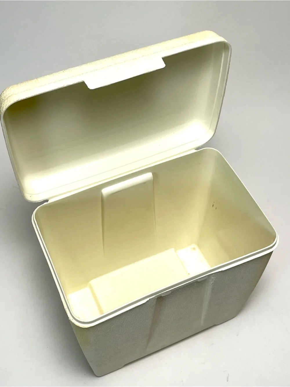 Vintage Cream Off White Plastic 45 RPM Record Case Tote Carrier Box Retro